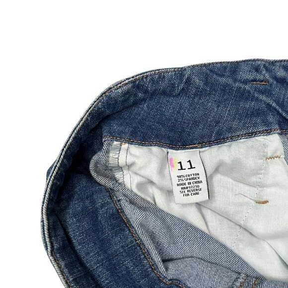 Almost Famous Y2K Juniors Size 11 High Rise Flare Jeans Blue Denim Tie Belt - Picture 13 of 14